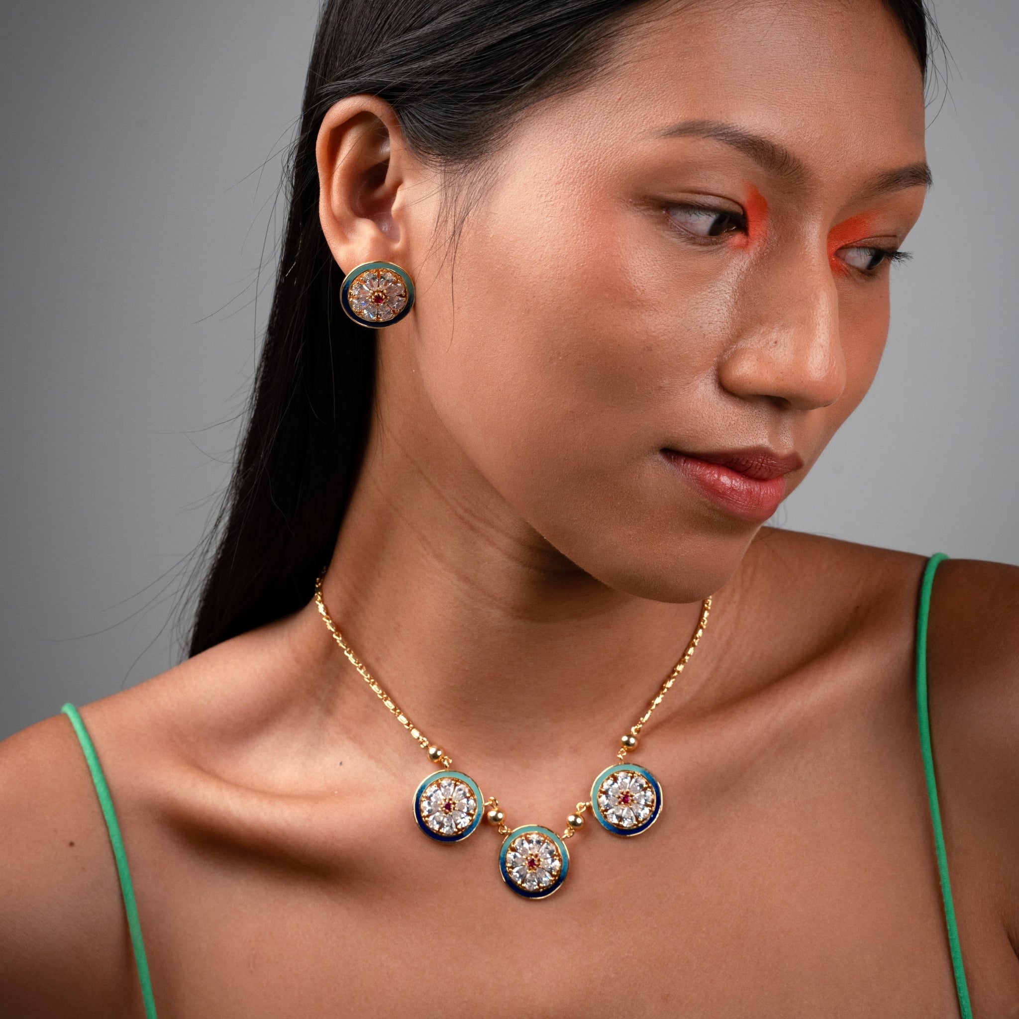 Indra | Three Medallion Necklace & Earrings Set