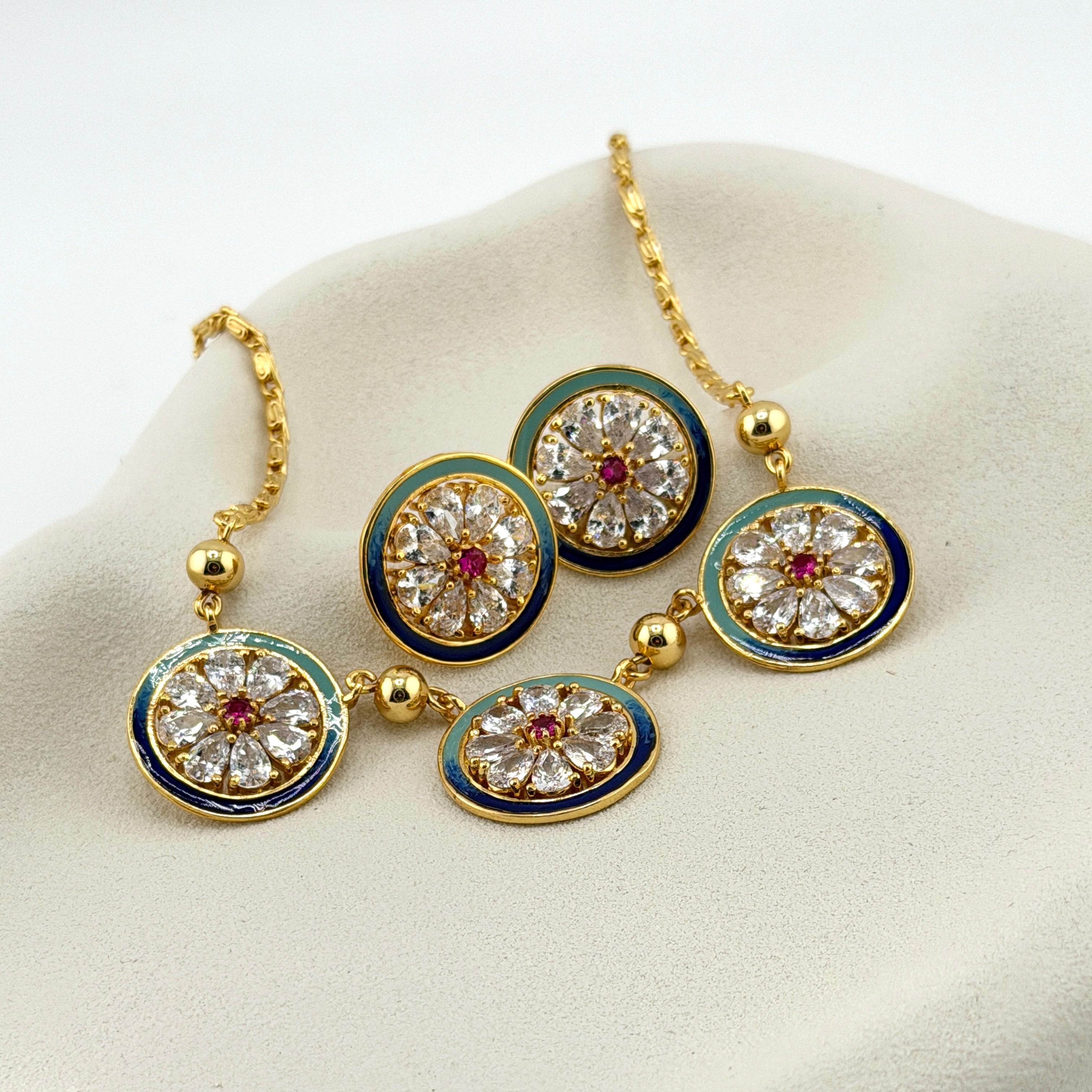 Indra | Three Medallion Necklace & Earrings Set