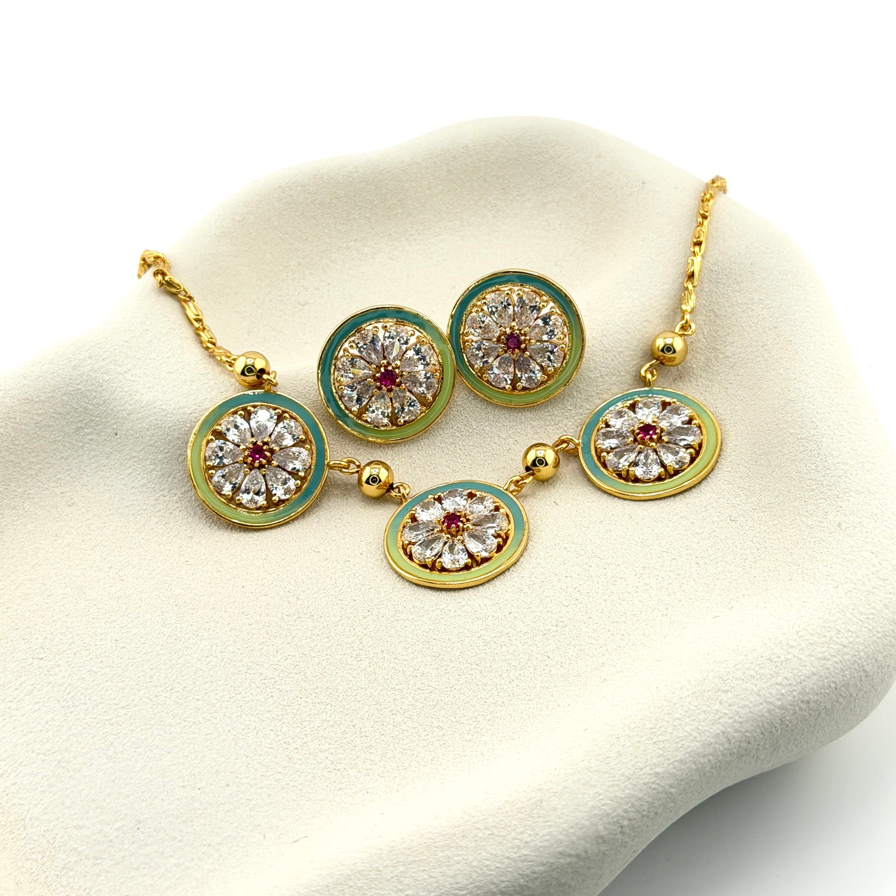 Indra | Three Medallion Necklace & Earrings Set