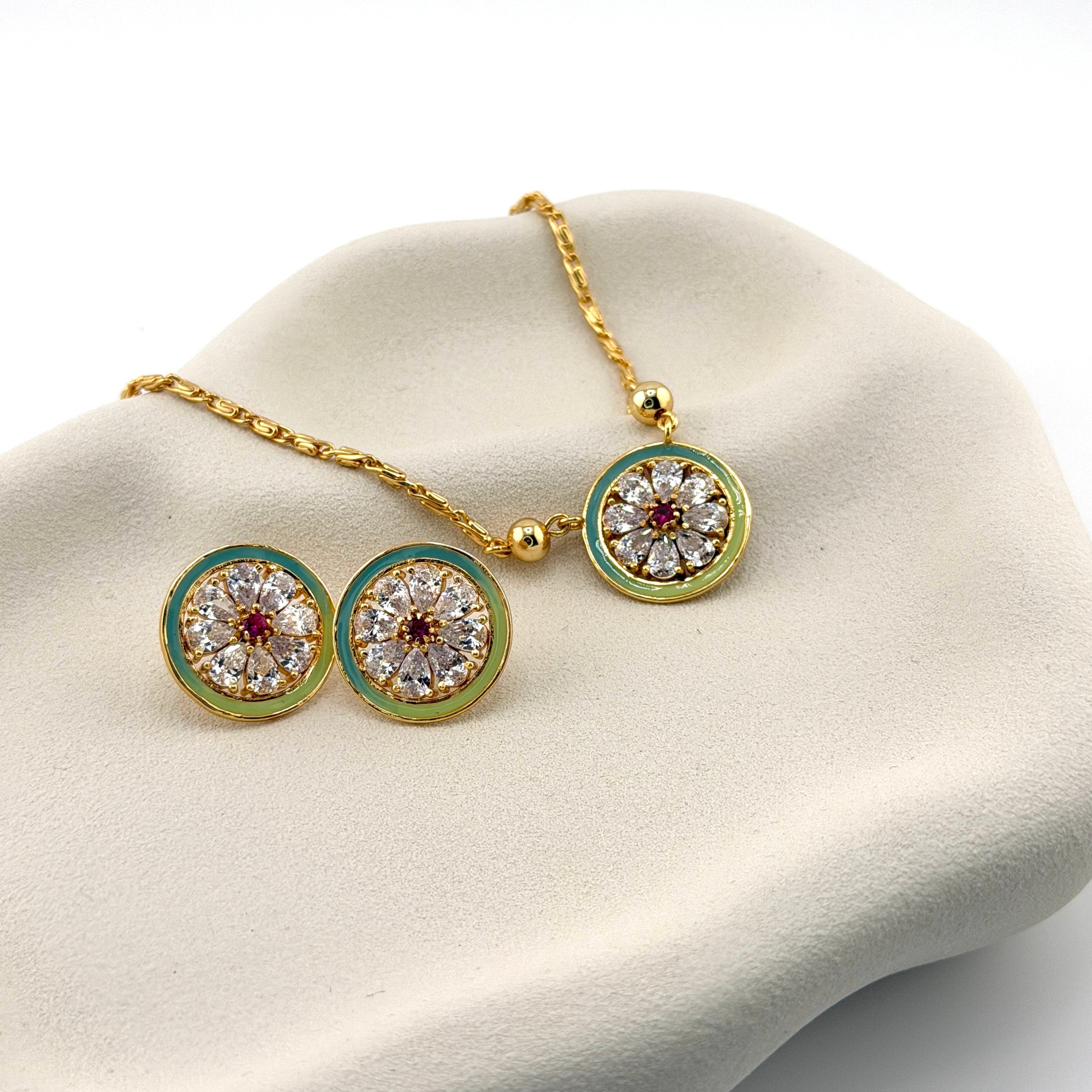 Indra | Single Medallion Necklace and Earrings Set