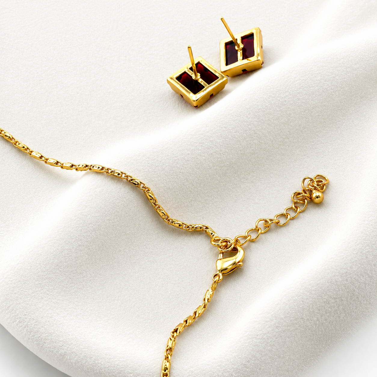 Reva | Ruby Pendant & Earring Set
