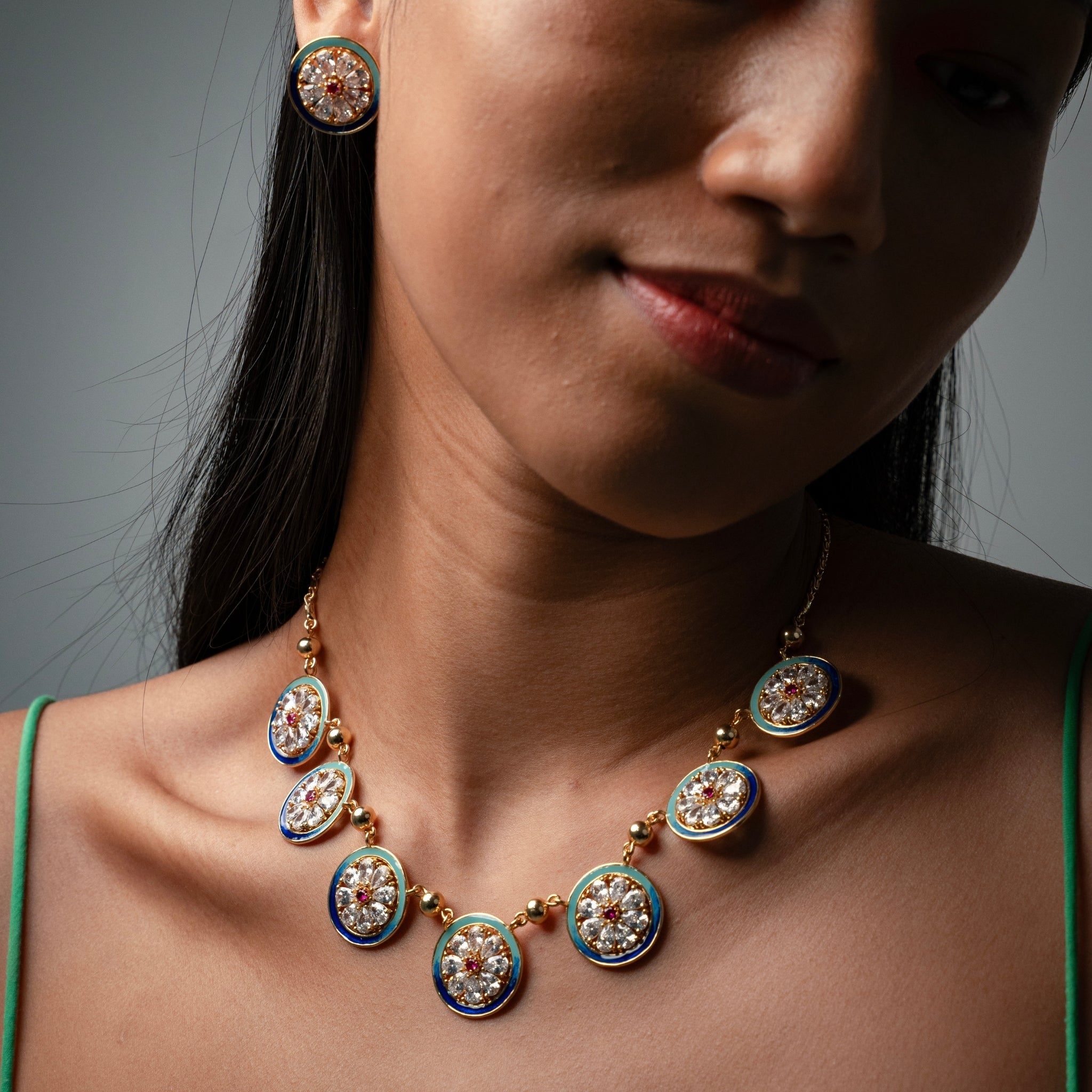Indra | Seven Medallion Necklace & Earrings Set