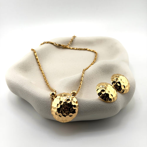 Brynn | Hammered Pendant and Earrings Set