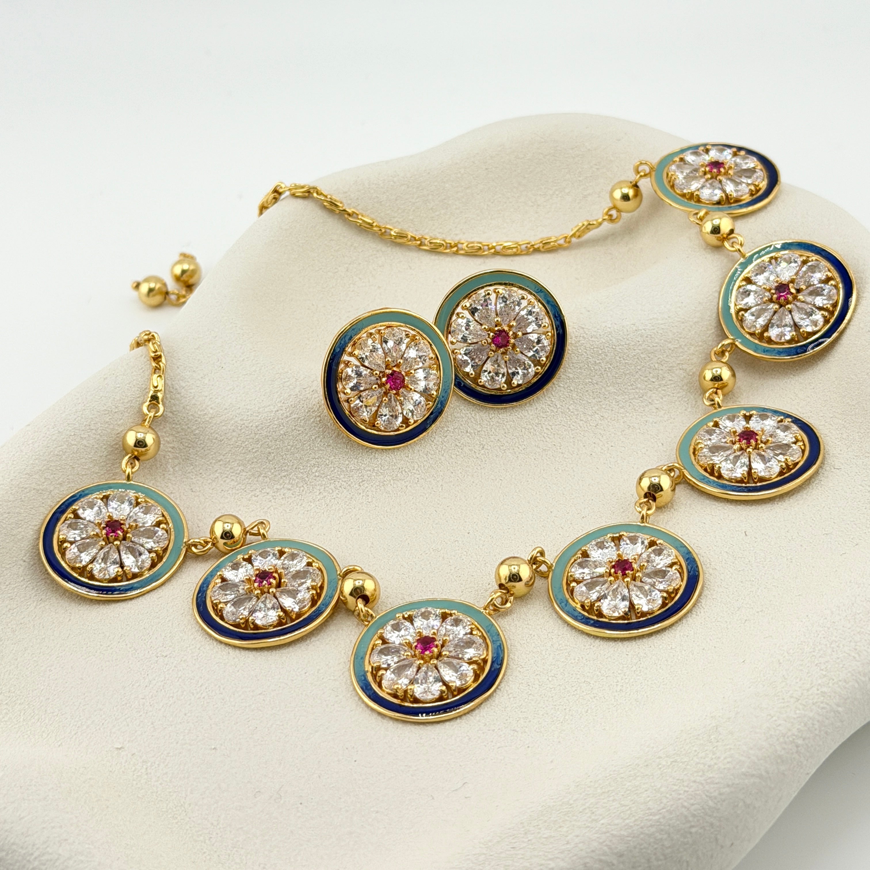 Indra | Seven Medallion Necklace & Earrings Set
