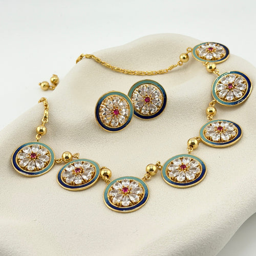 Indra | Seven Medallion Necklace & Earrings Set